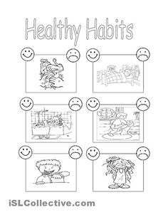 Healthy Habits Worksheets for Kids Healthy Habits Kindergarten, Good Habits For Kids, Healthy Habits For Kids, Worksheets Kindergarten, Health Lessons, Health Habits, Nutrition Education, Healthy Eating Habits, Worksheet Template