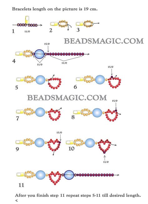 Beaded Jewelry Patterns Heart, Heart Bead Pattern Tutorial, Heart Beading Pattern, Beaded Heart Bracelet Pattern, Beaded Tutorials And Patterns, How To Make A Heart Bead Bracelet, Heart Bead Bracelet Pattern, Beaded Bracelets Heart, Heart With Beads Tutorial