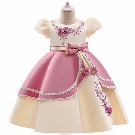 Vestido Short, Short Sleeve Gown, Simple Stitching, Rustic Flower, Princess Skirt, Sleeve Gown, Performance Dresses, Princess Dresses, Girl Princess Dress