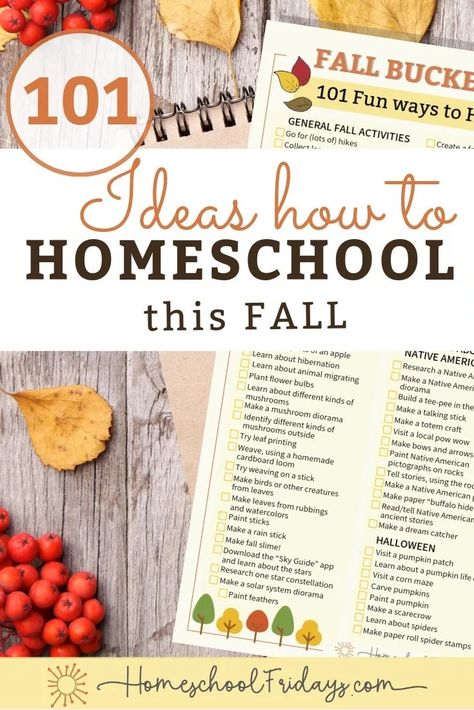 Fall Bucket List for Kids -101 fun Homeschooling Ideas for the Fall | Looking for fun homeschooling ideas for the fall? FREE printable fall bucket list for kids, packed with fun things you can do together! #fallactivities #autumnkids #homeschoolideas Fun Homeschooling Ideas, Fall Bucket List For Kids, Thanksgiving History, Unit Studies Homeschool, How To Homeschool, Homeschool Education, Fun Fall Activities, Fall Bucket List, Homeschool Learning