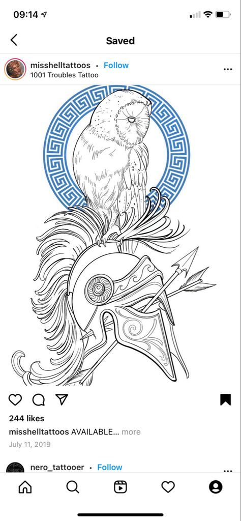 Athena Spear Tattoo, Athena Tattoo Ideas, Athena Silhouette, Athena Tattoo Design Greek Mythology, Athena Tattoo, Athena Owl, Helmet Tattoo, Hip Thigh Tattoos, Goddess Tattoo