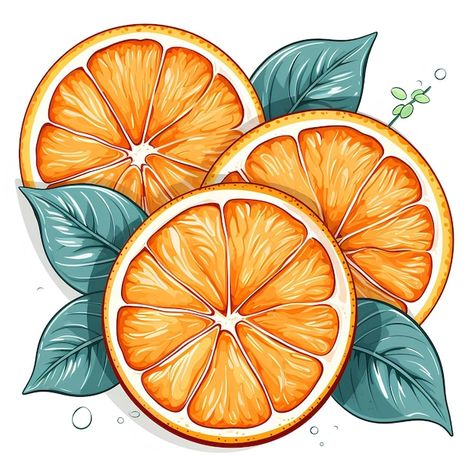 Photo illustration of sliced fruity oran... | Premium Photo #Freepik #photo Fruits Illustration Design, Orange Drawing Aesthetic, Orange Slice Drawing, Orange Drawings, Orange Fruit Illustration, Fruit Illustration Art, Orange Sketch, Lemon Tattoo, Orange Drawing