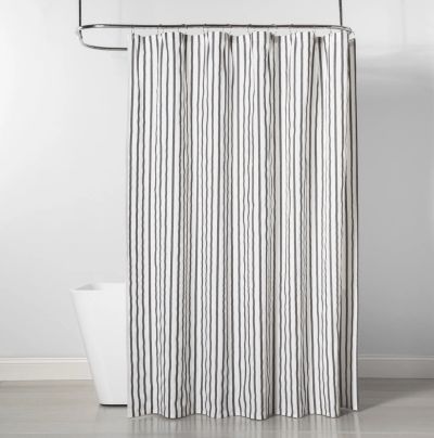 Cool Shower Curtains Make the Best Window Curtains Stripe Shower Curtain, Striped Shower Curtain, Small Shower Remodel, Diy Curtain, Gray Shower Curtains, French Door Curtains, Cheap Curtains, Cool Shower Curtains, Cotton Shower Curtain