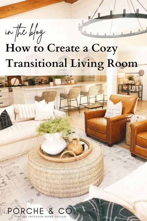 Southern Transitional Living Room, Transitional Living Room Chandeliers, Transitional Family Room Design, Living Room Inspiration Transitional, Transitional Family Room Ideas, Kelsey Leigh Design Co, Cozy Transitional Living Room, Transitional Great Room, Styling A Living Room