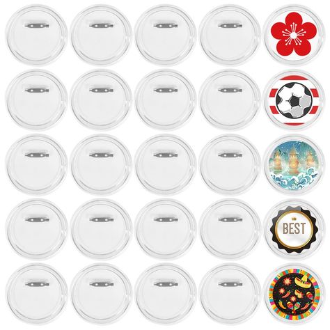 PRICES MAY VARY. 【Package includes】: 25pcs round button badge with safety pin(including 25 front and 25 back) , size is 8cm * 4cm/3.15 * 1.6in(diameter and thickness), Each Holds one photo or make your own button pins. Button making kit blank pins diy button pins button pins bulk clear plastic craft button with pin badge button button blanks badge blank button pins button badge blanks. 【DIY your own buttons】: you can customize this clear button, then put pictrues in it and make memorial pins for Diy Button Pins, Memorial Pins, Diy Badges, Make Your Own Buttons, Picture Acrylic, Badges Diy, Pins Diy, Pins Button, Button Making