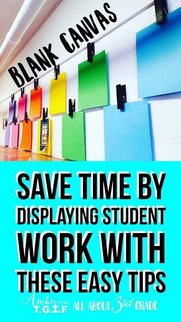 Teachers, Save Time Using these Tips to Display Student Work | All About 3rd… How To Display Classroom Work, Display Students Work In Classroom, Bulletin Board To Display Work, Student Art Display Ideas, Bulletin Board Ideas For Displaying Student Work, Bulletin Board To Show Off Student Work, Student Work Bulletin Board Display, Our Masterpieces Bulletin Board, Middle School Student Work Display