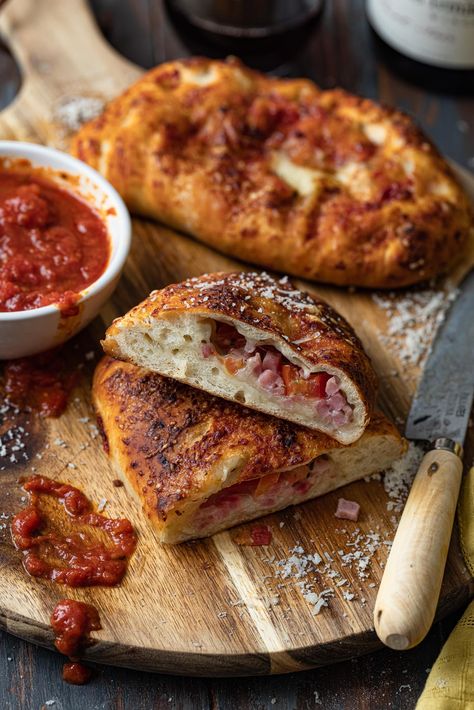 Ham And Cheese Calzone, Cheese Calzone Recipe, Cheese Calzone, Bacon Wrapped Cheese, Thai Cucumber Salad, Cheese Stuffed Meatloaf, Calzone Recipe, Pizza Pockets, Good Recipe