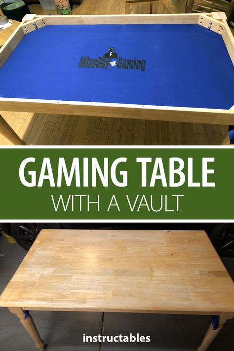 cyberogre designed this gaming table for D&D and board games. It looks like a normal dining table until you take off the top to reveal the vault below. #Instructables #workshop #woodworking #woodshop #furniture D&d Table Gaming Diy, Dining Room Game Table, Diy Game Table How To Build, Diy Board Game Table Topper, Board Game Table Topper, Diy Gaming Table Plans, Gaming Dining Table, Diy Game Table Ideas, Diy D&d Table