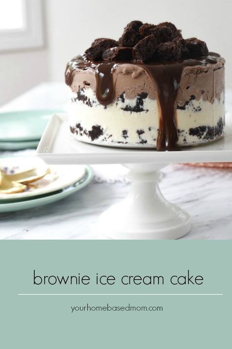 Brownie Ice Cream Cake, Cake Brownie, Dessert Parfait, Ice Cream Cake Recipe, Brownie Ice Cream, Cream Cakes, Sugar Sugar, Ice Cream Toppings, Cream Desserts