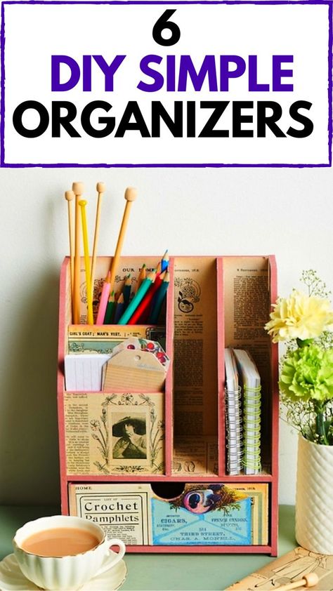 simple organizers and boxes for storage from cardboard Diy Craft Box Organizer, Cardboard Box Storage, Boxes For Storage, Cardboard Box Diy, Cardboard Organizer, Stationary Box, Diy Stationary, Room Storage Diy, Cardboard Storage