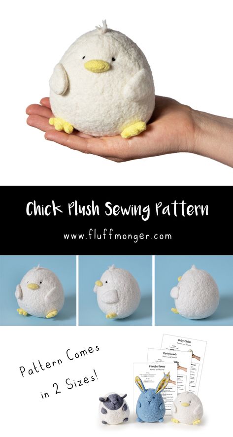 Baby Chick sewing pattern and tutorial, Easter sewing patterns, bunny sewing pattern, lamb sewing pattern, cute plush sewing patterns Small Plush Sewing Pattern, How To Make Your Own Stuffed Animal, Felt Animals Sewing Patterns, Free Plushie Sewing Patterns For Beginners, Tiny Stuffed Animal Sewing Pattern, Sewing Patterns Free Stuffed Animals, Plushie Diy Pattern, Small Animal Sewing Patterns, Bird Stuffed Animal Pattern