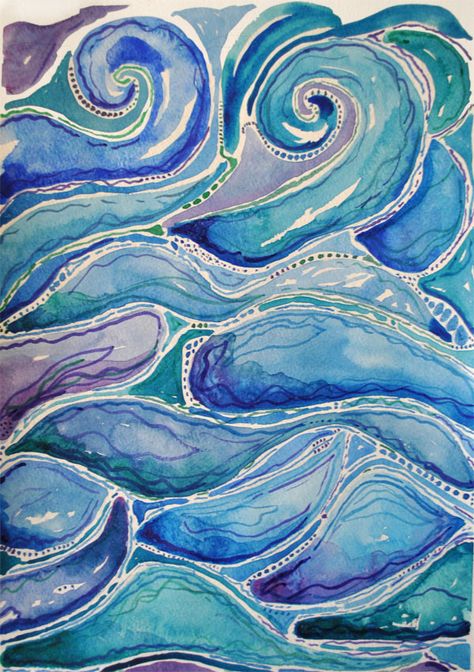 watercolor abstract of the sea: Coastal Decor Abstract Coastal Art, Textiles Gcse, Water Artwork, Ocean Watercolor, Textiles Sketchbook, Ocean Images, Watercolor Patterns, Patterns Art, Water Abstract