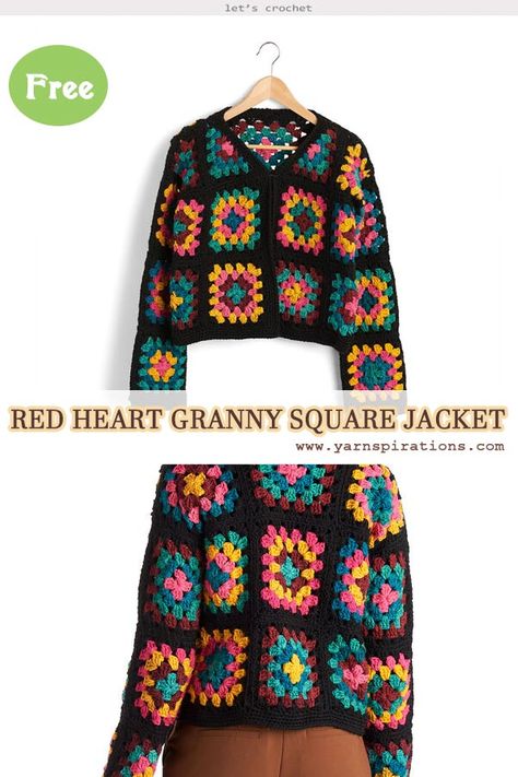 Granny Square Jacket Crochet Free Pattern Jacket Craft, Granny Square Jacket, Heart Granny Square, Square Jacket, Crochet Jackets, Granny Square Häkelanleitung, Crochet Garments, Granny Square Haken, Crochet Jacket Pattern