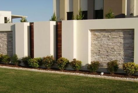 Simple compound wall design pattern for modern houses Sliding Fence Gate, Pagar Modern, Tor Design, Fence Wall Design, Compound Wall Design, Front Wall Design, Modern Fence Design, House Fence Design, Stone Wall Design