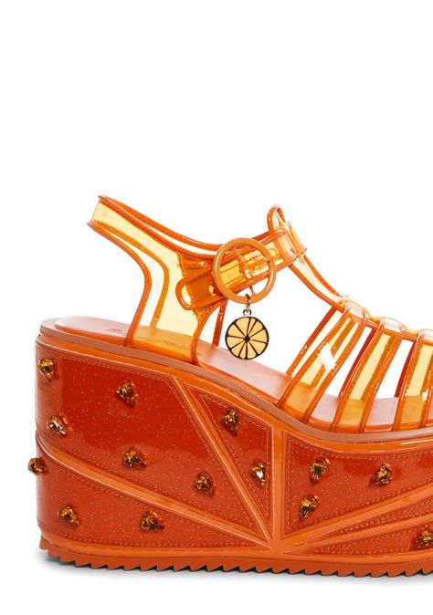 Shoes Boutique: Shop Trendy & Sexy Shoes – Dolls Kill Orange Shoes Women, Orange Fruit Outfit, Orange Fashion Outfits, Orange And Black Outfit, Fruit Shoes, Orange Clothes, Cool Sandals, Orange Outfits, Shoes Boutique