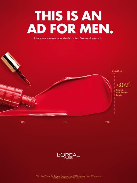 L’Oreal’s Bold New Ad Campaign Has a Message for Men: Hire More Women – Adweek Copywriting Ads, Clever Advertising, 광고 디자인, Ad Of The World, Creative Advertising Design, Publicidad Creativa, Great Ads, Beauty Ad, Best Ads