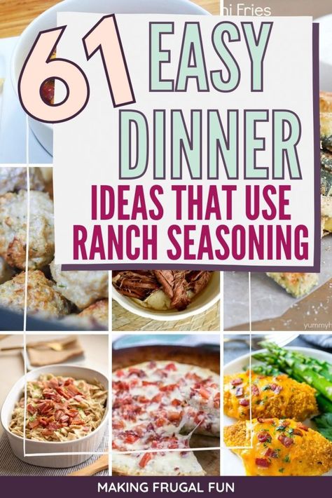 Ranch Seasoning Recipes Dinners, Ranch Dressing Seasoning Mix Recipe, Easy Dinner Recipe Ideas, Ranch Seasoning Mix Recipes, Weeknight Meal Plan, Frozen Crockpot Meals, Ranch Seasoning Recipes, Ranch Dressing Seasoning, One Pan Dinner Recipes