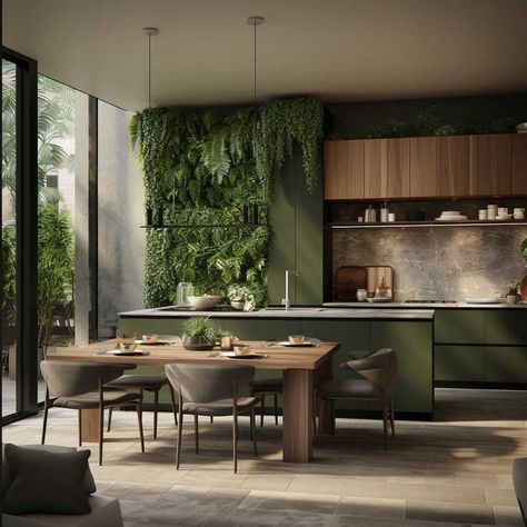 11+ Urban Modern Kitchen Color Schemes for a Fresh Look • 333+ Images • [ArtFacade] House Interior Green, Urban Modern Kitchen, Earthy Modern Kitchen, Earthy Kitchen Design, Japandi Interiors Kitchen, Kitchen Color Schemes, Modern Kitchen Colours, Earthy Kitchen, Green Kitchens