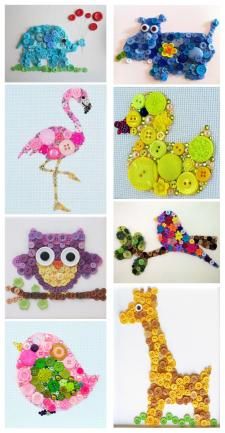 Jewelry Craft Ideas - Pandahall.com Button Wall Art, معرض فني, Button Creations, Animals And Birds, Diy Buttons, Button Art, Childrens Crafts, Button Crafts, Animal Crafts