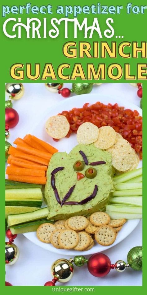 Grinch Spinach Dip, Grinch Guacamole And Chips, Grinch Guacamole Dip, Grinch Themed Charcuterie Board, Grinch Appetizers Food Ideas, Grinch Menu Ideas, Grinch Guacamole, Grinch Appetizers, Grinch Charcuterie Board