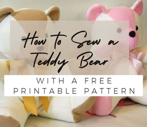 Diy Bears Pattern, Stuff Bear Pattern, Bear Fabric Pattern, Teddy Bear Memory Shirt, Teddy Bear From Old Shirt Pattern, Sewing Projects Teddy Bear, How To Make A Bear Out Of A Shirt, How To Make Teddy Bears Out Of Shirts, Making Teddy Bears Out Of Shirts