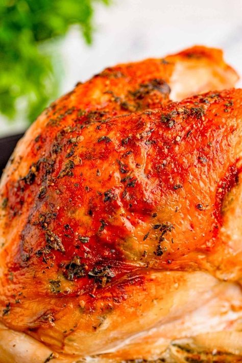 This Herb Roasted Turkey Breast recipe is your shortcut to a flavorful Thanksgiving turkey! The meat is coated with an herb-infused butter that takes only 5 minutes to prep. Herb Roasted Turkey Breast, Herb Roasted Turkey, Cornbread Dressing Southern, Herb Turkey, Slow Cooker Turkey Breast, Infused Butter, Crockpot Turkey, Turkey Breast Recipe, Roast Turkey Breast