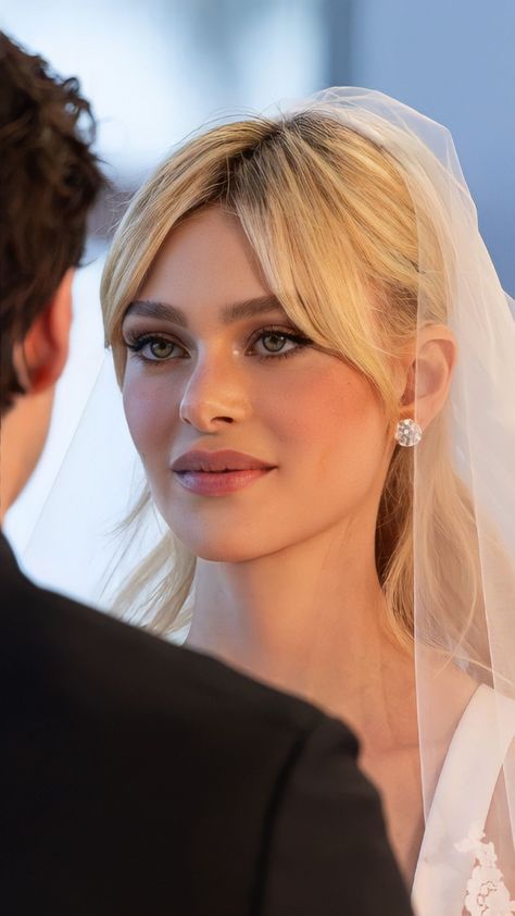 Bride Makeup Asian Natural, Nicola Peltz Bridal Makeup, Green Eyed Bridal Makeup, Nicole Peltz Wedding Makeup, European Bride Makeup, Nicola Peltz Wedding Makeup, Bride Makeup Looks Natural, Nicola Peltz Wedding Hair, Fresh Bridal Makeup Green Eyes