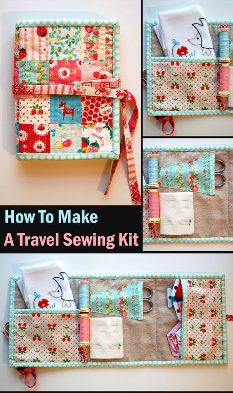 How To Make A Travel Sewing Kit Sewing Kits To Make Free Pattern, Sewing Kit Pattern Free, Diy Sewing Kits Ideas, Sewing Needle Case Pattern Free, Sewing Gifts Christmas, Needlebook Pattern Free, Sewing Project Bags, Huswif Free Pattern, Hussif Patterns Tutorials