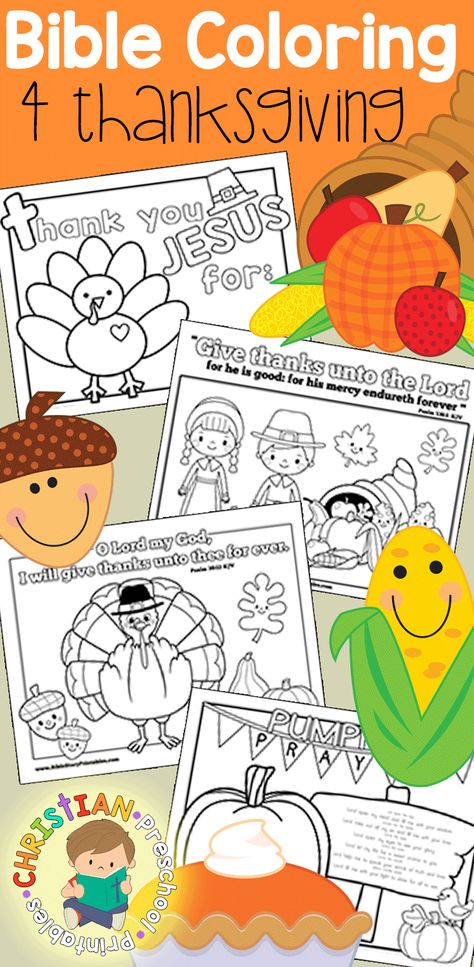 Thanksgiving is the perfect opportunity to talk with children about what it means to be thankful.  God tells us that we should be thankful in all things and that all Glory belongs to God alone. A heart of gratitude is an important character quality for children to develop.  This set of coloring pages are great for a Bible Lesson on Thankfulness and can easily be turned into crafts by adding stickers, glitter or even laminating into placemats. We have many more Free Thanksgiving Bible Printables Thanksgiving Childrens Church, Thanksgiving Bible Crafts, Sunday School Thanksgiving Crafts, Thanksgiving Sunday School Lesson, Thanksgiving Prek, Thanksgiving Bible Lesson, Prek Thanksgiving, Christian Thanksgiving Crafts, Awana Sparks