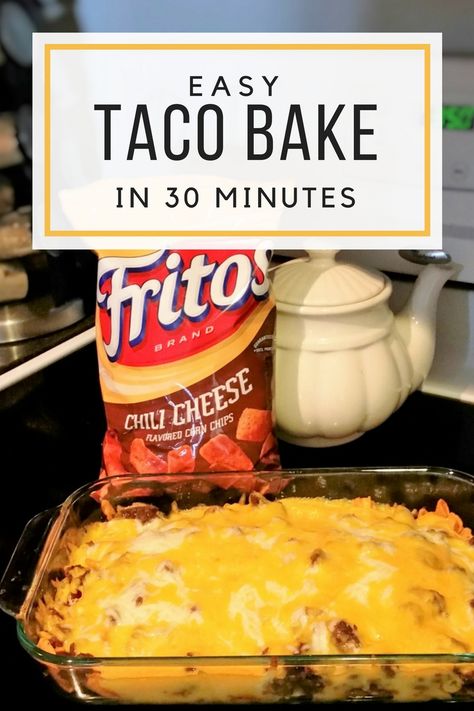 Easy Taco Bake in 30 Minutes or Less - A Bit of Simplicity Easy Taco Bake, Recipes Cheap, Taco Bake, Easy Taco, Cheap Dinners, Quick Meal, Cheap Meals, Ground Beef Recipes, Quick Meals