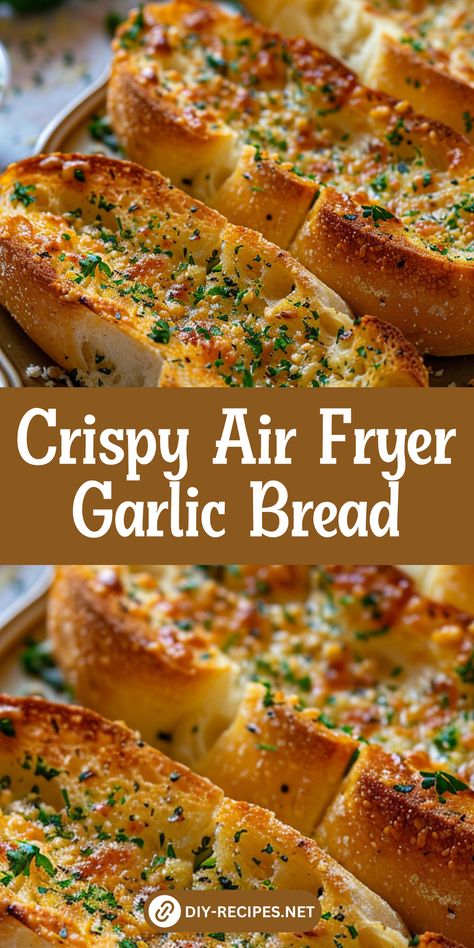 Get perfectly crispy garlic bread every time with this simple Air Fryer recipe. Bursting with flavor and super easy to make! Air Fry Toast, Homemade Garlic Bread Air Fryer, Garlic Bread Recipe Air Fryer, Air Fryer Garlic Toast, Air Fry Garlic Bread, Emeril Lagasse Air Fryer Recipes, Airfryer Garlic Bread, Drew Barrymore Air Fryer Recipes, Air Fryer Baking Recipes Easy