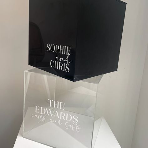 THE CARD BOX ✨ Our new acrylic card boxes have arrived, get in touch to hire for your event or wedding! 3 styles available in 3 different finishes… Available in: 〰️ Black 〰️ White 〰️ Clear Acrylic Card, Card Boxes, Card Box, Black White, Black And White, Gifts, White, Quick Saves, Black