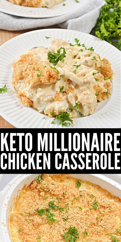 Millionaire Chicken, Easy Keto Breakfast Casserole, Keto Breakfast Casserole, Easy Keto Breakfast, Keto Chicken Casserole, Breakfast Casserole Recipe, Breakfast Low Carb, Keto Casserole, Low Carb Casseroles