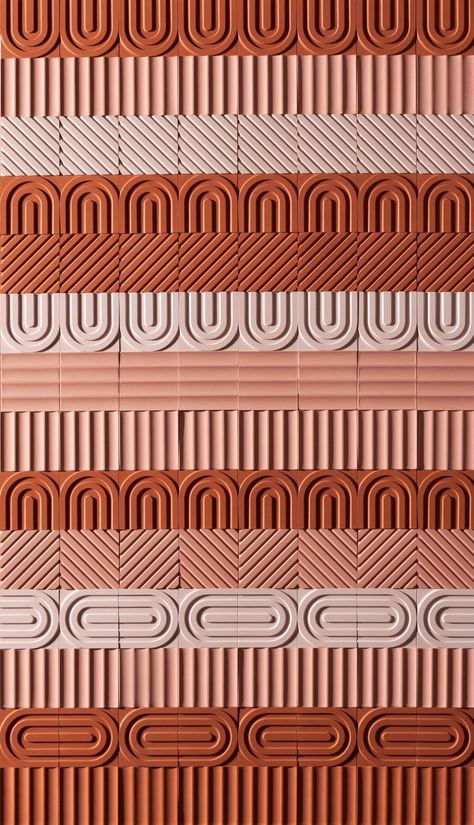 KAZA Design Award winner concrete tile in nude and terracotta colours. Concrete And Terracotta, Taplohat Modern, Terracotta Wall Design, Terracota Texture, Interior Design Terracotta, Terracotta Tile Texture, Pattern In Interior Design, Terracota Design, Terracotta Wall Tiles