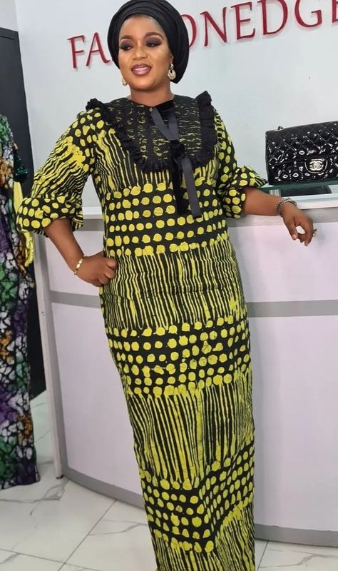 Kaftan Ankara Gown Styles, Ankara A Line Gown Styles, Latest Ankara Kaftan Gown, A Line Ankara Gown Styles, Traditional Floor-length Kaftan With Traditional Patterns, A Line Ankara Long Gown Styles, Ankara Kaftan Designs For Ladies, Addire Style, A Line Gown Ankara