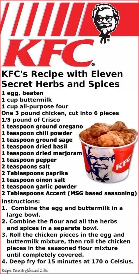 Recipe For Kentucky Fried Chicken, Kfc Fried Chicken Recipe, Kfc Chicken Recipe, Kek Lapis, Kfc Recipe, Resipi Kek, Kfc Chicken, Spice Mix Recipes, Kentucky Fried