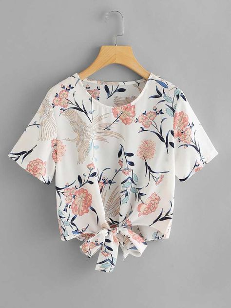 To find out about the Floral Self Knot Front Top at SHEIN, part of our latest Blouses ready to shop online today! Knot Front Top, Floral Shirts, Spring Blouses, Fashion Tops Blouse, Trendy Dress Outfits, Top Shein, Trendy Fashion Tops, Trendy Fashion Outfits, Stylish Dresses For Girls