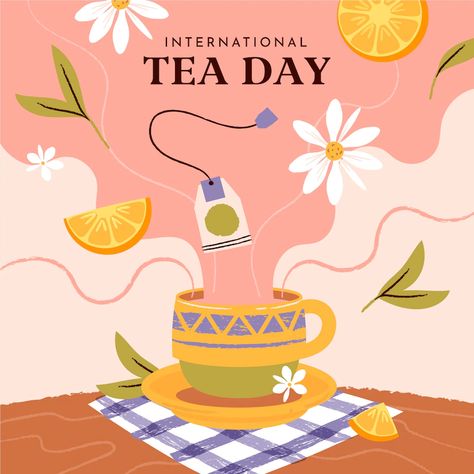 Tea Graphic Design Illustration, Hot Tea Illustration, Tea Illustration Design, Tea Illustration Art, Alex Konahin, Cup Of Tea Illustration, Tea Social Media, Cup Graphic Design, Tea Poster Design