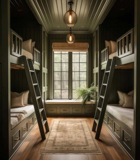 Ashley Stark Kenner on Instagram: "The bunk room. How many of your kids beg for this! @plankandpillow • • • #kidsroom #kidsroomdecor #bunkroom #bunkbeds" Cabin Bunk Room, Corner Bunk Beds, Bunk Bed For Kids, Bunk Room Ideas, Cabin Bunk Beds, Bed Inspiration, Bunk Bed Room, Bunk Bed Rooms, Bed For Kids