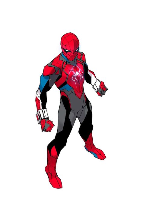 Spider Man Redesign, Web Shooters, Dan Mora, Marvel Character Design, Spiderman Suits, Image Spiderman, Body Template, Spiderman Costume, Spiderman Artwork