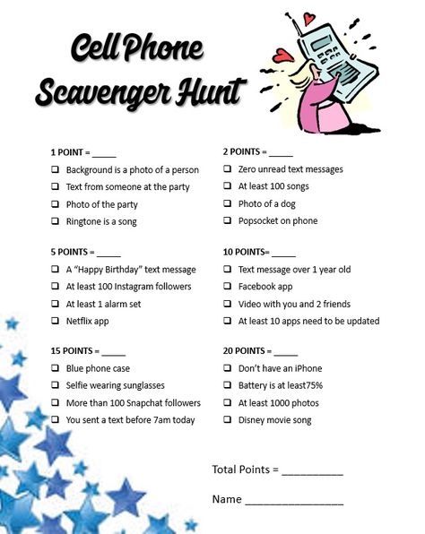 Cell phone scavenger hunt. Simple to tweak with more personal items. Great "ice breaker" for any teen party!! Ice Breaker Games Adults, Cell Phone Scavenger Hunt For Adults, Ice Breaker Scavenger Hunt, Office Scavenger Hunt Ideas, Phone Scavenger Hunt Game, Zoom Icebreaker Games For Adults, What Is On Your Phone Game, Game For Party Adults, Games For Teens On Phone