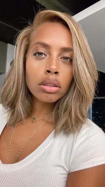 Melli Monaco on Instagram: "If you want me, 🗣 SPEAK UP. No confusion allowed over here 👅" Blonde Bob On Brown Skin, Medium Length Blonde Hair Black Women, Black Women Blonde Bob, Blonde And Brown Bob Black Women, Melli Monaco, Blond Black Women, Black Girls With Honey Blonde Hair, Blonde Bob Black Women, Blonde Hair Black Women