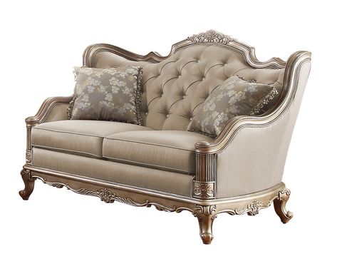 Homelegance Florentina Fabric Loveseat Grey Loveseat, Tufted Loveseat, Rowe Furniture, Meridian Furniture, Wood Sofa, Gray Sofa, Acanthus Leaf, Wood Trim, High Quality Furniture