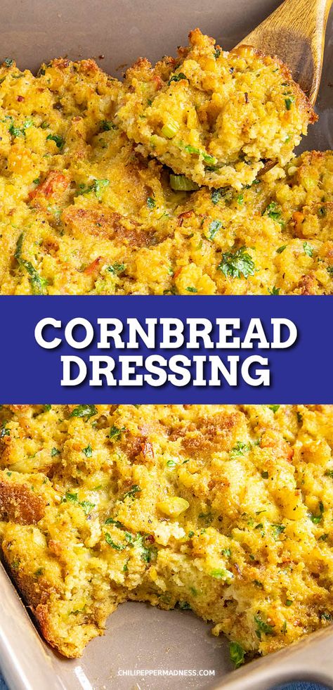 Easy Cornbread Dressing, Cornbread Dressing With Sausage, Soul Food Cornbread Dressing, Homemade Cornbread Dressing, Cornbread Stuffing Recipes, Dressing Recipes Thanksgiving, Bread Dressing, Cornbread Dressing Southern, Dressing Recipes Cornbread