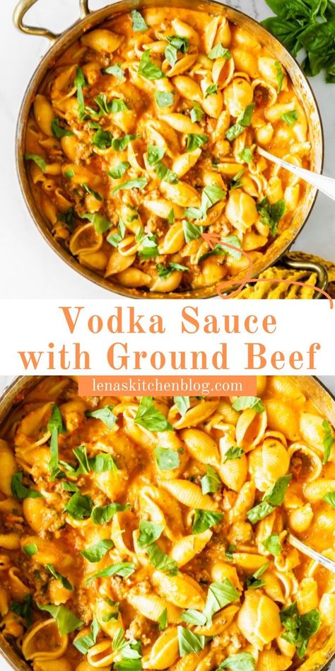 Turn to Vodka Sauce with Ground Beef whenever you need a comforting family dinner. It’s easy to make and a meaty and satisfying meal with dynamic flavors. Chicken Pasta Sauce, Shells Pasta, Homemade Vodka, Homemade Vodka Sauce, Vodka Sauce Recipe, Vodka Sauce Pasta, Vodka Pasta, Leftover Pasta, Beef Pasta