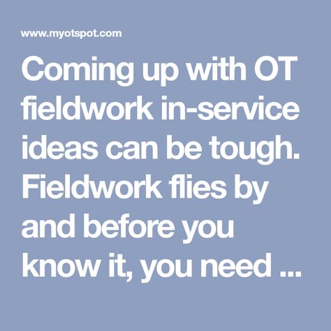 Coming up with OT fieldwork in-service ideas can be tough. Fieldwork flies by and before you know it, you need an idea. See some of my favorites here. Occupational Therapy Assistant, Occupational Therapy Activities, Service Ideas, Physical Disabilities, Smarty Pants, Care For Others, Activities For Adults, Occupational Therapist, Interview Tips