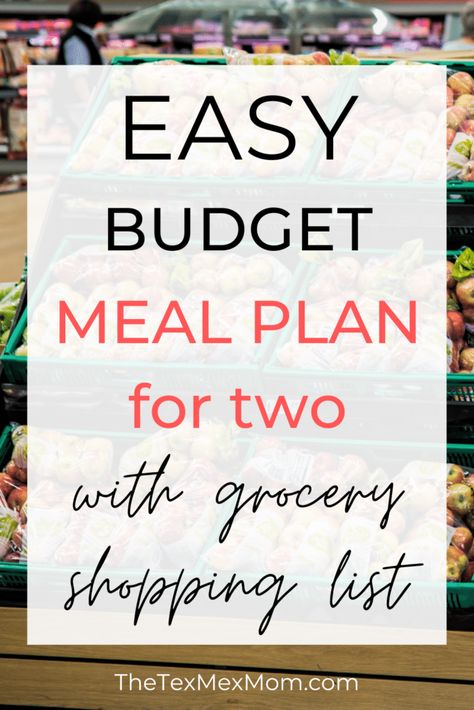 Budget Friendly Grocery List For Two, Cheap Meals For Two Grocery Lists, Meal Plan On A Budget For Two, 1 Person Grocery List, Meal Planning And Grocery List Printable, Two Week Meal Plan Grocery List, Meal Prep Ingredients Grocery Lists, Cheap Groceries For Two, $50 Grocery Budget For 2