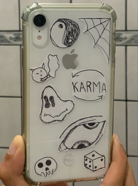 Cute Drawings For Phone Cases, Phone Cover Drawing Ideas, Phone Cases Drawing, Phone Case Drawing Ideas, Custom Phone Cases Ideas, Clear Phone Case Design, Vinyl Art Paint, Phone Case Diy Paint, Diy Phone Case Design