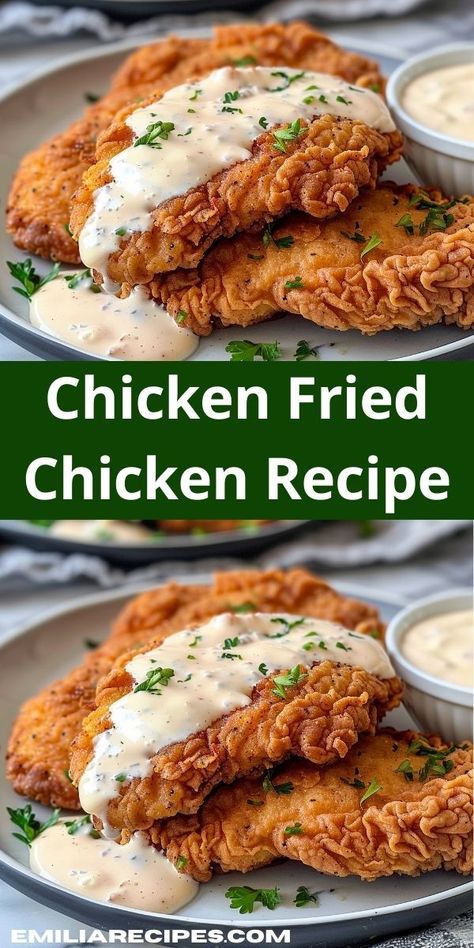 Craving something crispy and satisfying? This Chicken Fried Chicken recipe offers quick preparation and mouthwatering taste, making it a perfect choice for busy weeknights and cozy family dinners. Fried Chicken With Cream Of Chicken Soup, Chicken Fried Chicken Cracker Barrel, How To Make Chicken Fried Chicken, Easy Fried Chicken Cutlets, Skinless Fried Chicken Recipe, Fried Chicken On Stove Top, Best Fried Chicken Recipe Easy, Best Crispy Fried Chicken Recipe, Chicken Fried Chicken Gravy