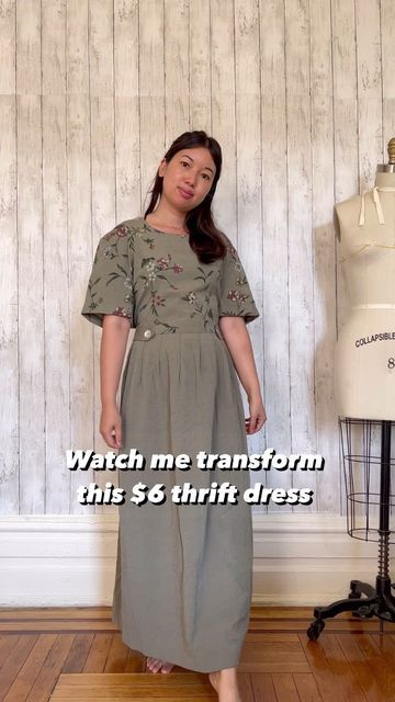 Van | Sewing & Upcycle Fashion on Instagram: "Reveal at end, upcycled $6 thrift dress
.
.
Top reference: #simplicitypatterns S9545
Pants: Own pattern drafted
1” elastic in waistband
1/4” elastic in yoke front
Single fold bias tape to clean edges
.
.
#refashion #refashionista #refashionedclothing #upcycle #upcycleclothing #upcyclefashion #diyfashion #seeing #sewistsofinstagram #sewingproject #remadefashion #sustainability #sustainablefashion #thriftflip #thriftstorefinds #thrifty #beforeandafter #summerfashion" Adding Side Panels To A Dress, Clothes Makeover Upcycling, Dress Makeover Ideas, Repurposed Clothes Upcycling, How To Repurpose Clothes, Thrift Sewing Ideas, Sew Your Own Dress, Upcycle Dress Refashioning, Alter Clothes Diy